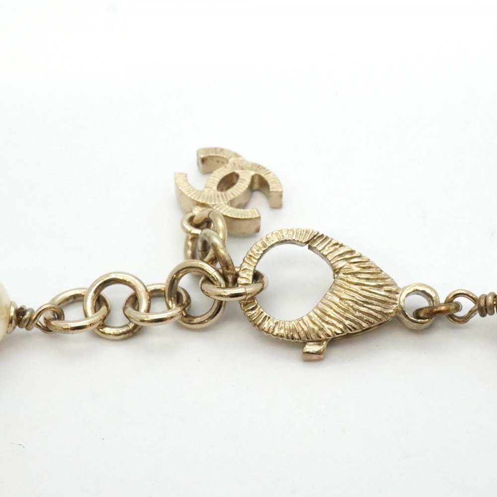 Chanel Coco Mark Matelasse Bracelet with GP Plating and Faux Pearls in Champa... - Picture 4 of 8